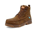 Twisted X Men's 6" Work Boot, Moc Toe Nano Toe with CellStretch, Distressed Saddle, 10 W
