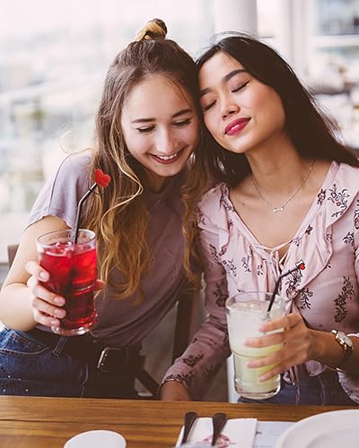 Miniatura 6 de Tapas de paja con forma de corazón de 0.394 pulgadas, 4 piezas de adornos de silicona compatibles con vasos Stanley de 30 y 40 onzas, bonitas tapas