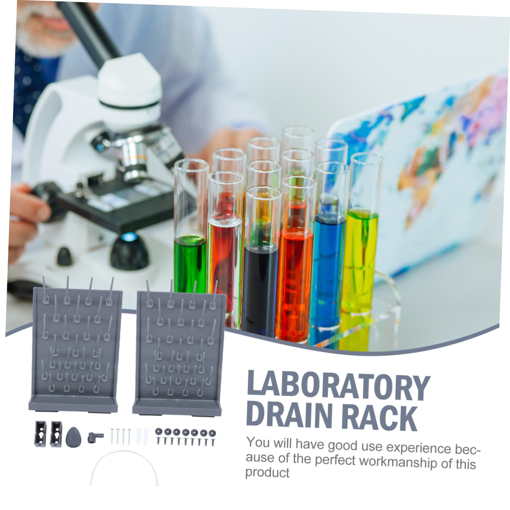 Cabilock Stendino da Laboratorio in Plastica PP 2 pezzi Portasciugatura per Provette con Supporti Rack Scolavetreria