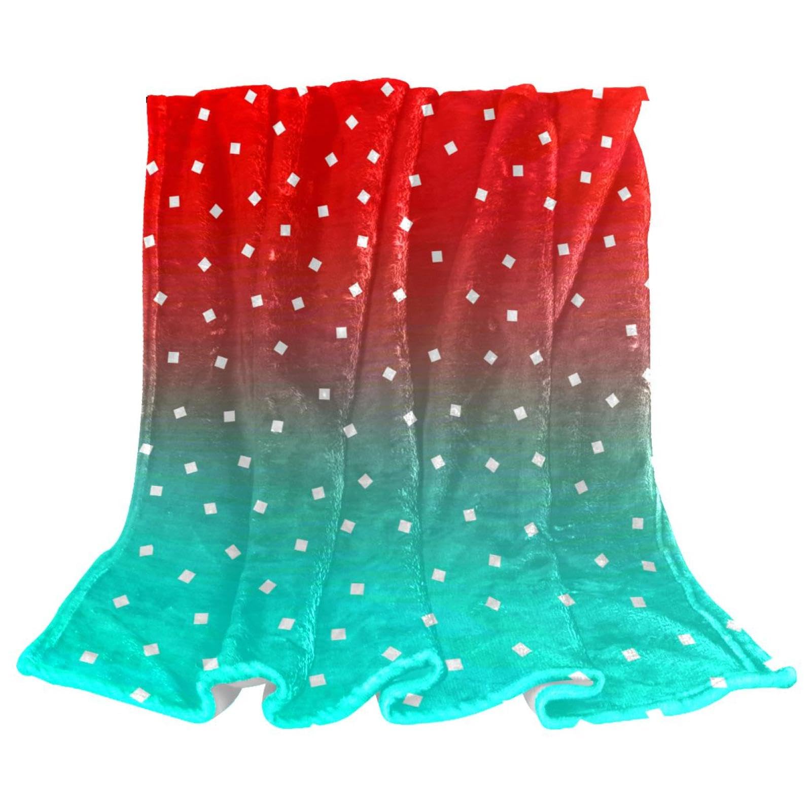 Couverture polaire rouge et vert en microfibre pour jeté de canapé de 150x100cm