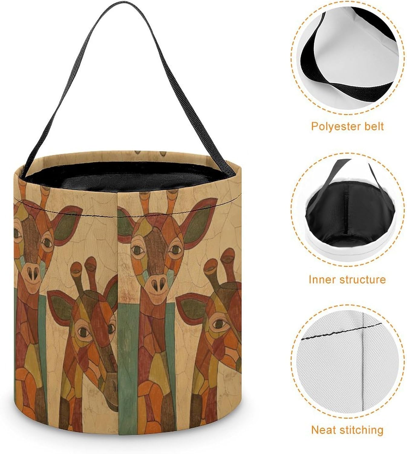 Reusable Giraffe Halloween Candy Basket with Handle image 4