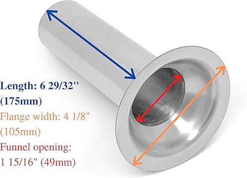 Miniatura 3 de Tubo de llenado de bolsas de carne de 2 pulgadas de acero inoxidable #32 para picadora de carne