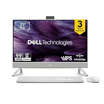 Dell 27 All-in-One|13th i7-1355U, 16GB RAM DDR5 1TB SSD,Intel Graphics|27" FHD AG,IPS, 99% SRGB|Win 11+MSO'24+O365|Molded Speaker Grill|Intel WiFi 6e|5MP Pop-Up IR Camera|Dolby Atmos Dual Speakers
