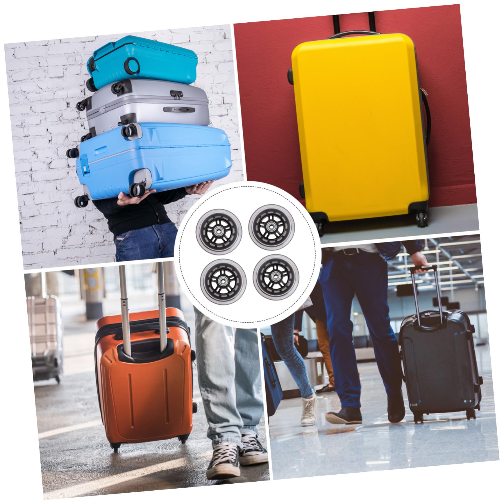 BESPORTBLE Lot de 4 Roues de Remplacement PU 100mm pour Scooter Garçon et Filles, Roulements Haute Élasticité, Roulement Silencieux pour Routes Accidentées et Pelouses Plusieurs Styles