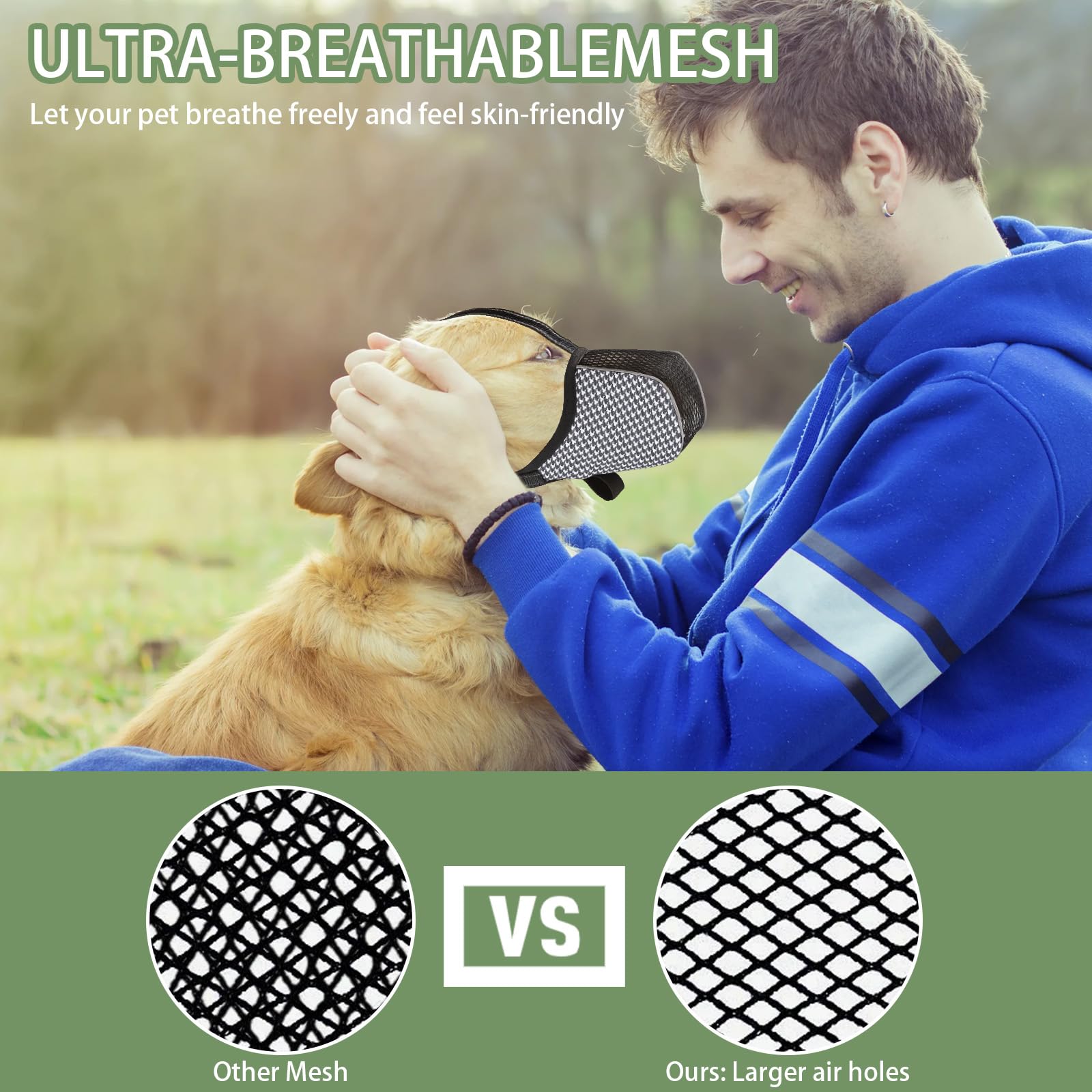 Muzzle for Small Dog 2 Pack Soft Dog Muzzles with Reflective Strip for Grooming Walking, Training, Vet Visits - Image 3