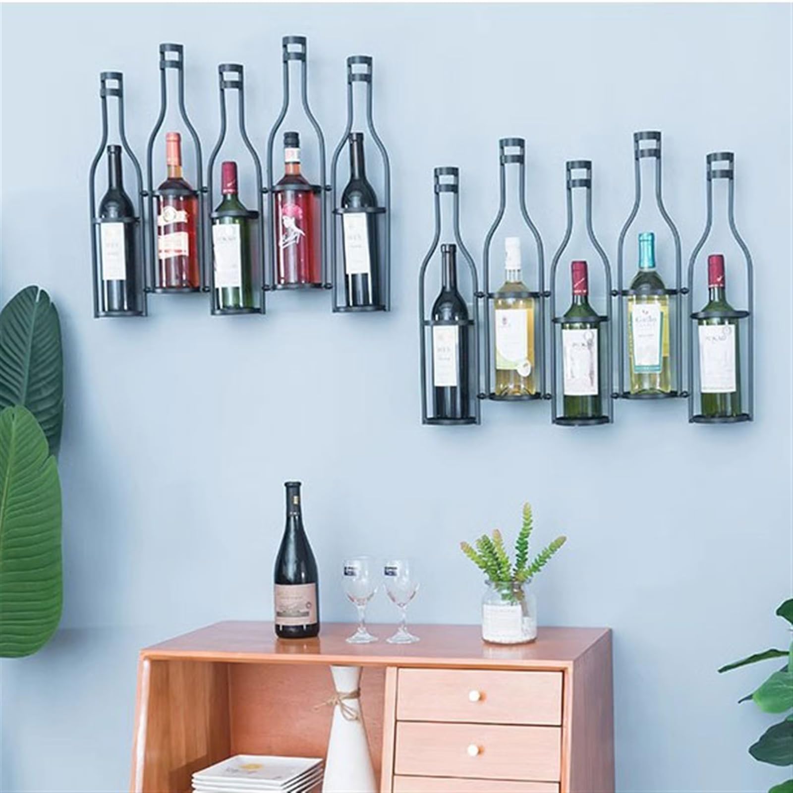 Uchwyt na butelkę wina Półki na wino do montażu ścianie Stojak na wino(Metallic,Mały)