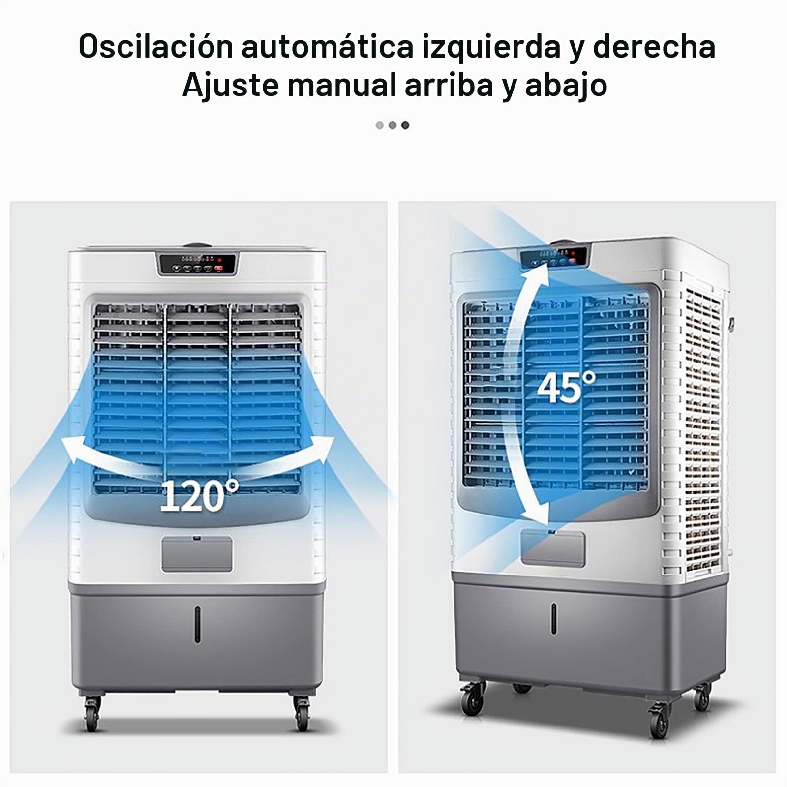 Ventilador de Enfriador de Aire Evaporable Comercial, Humidificador Industrial, Aire Acondicionado de Tres en Uno, Tanque de Agua Grande 55L, Enfriador Doméstico, Motor Potente de Refrigeración Efici