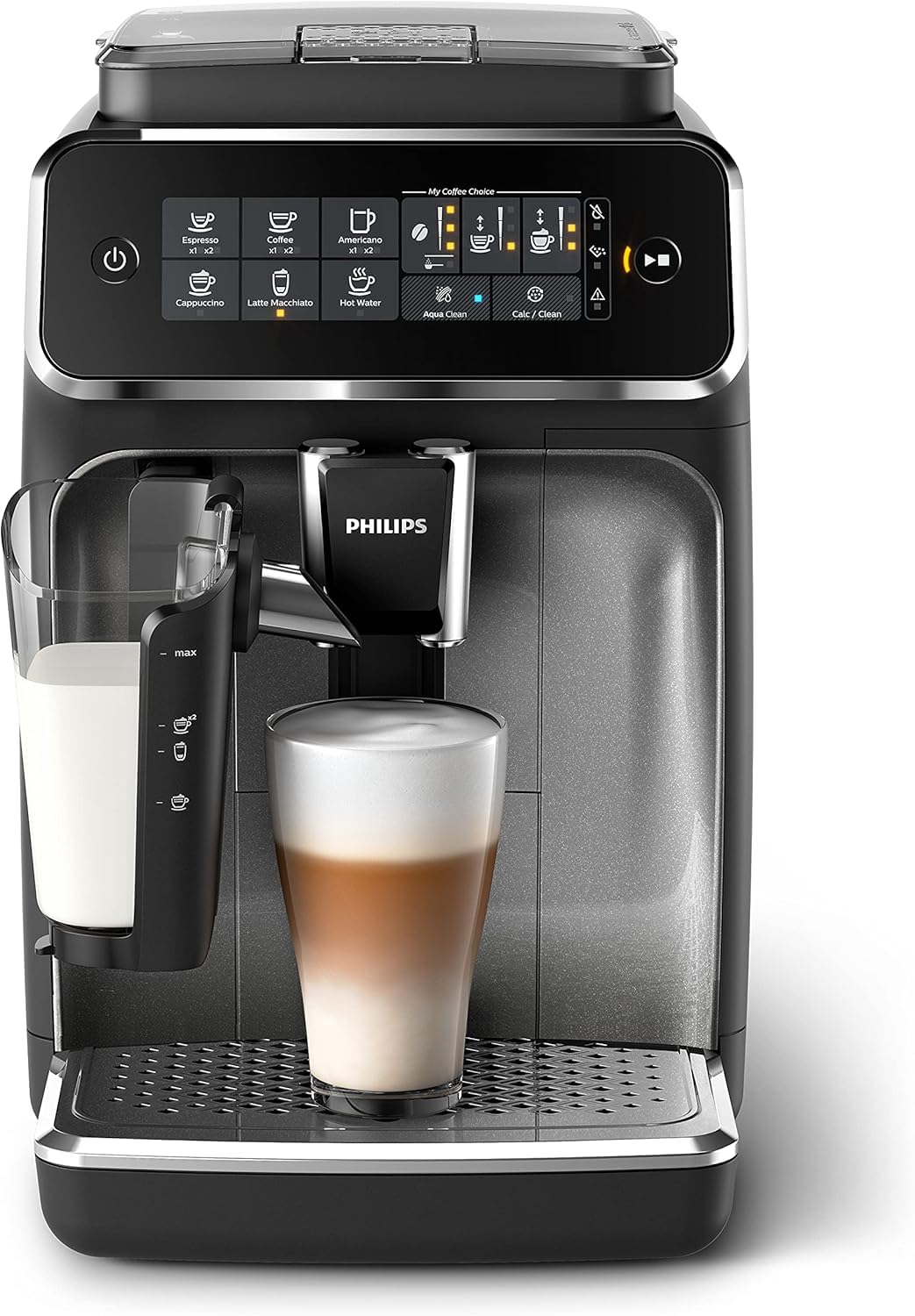 PHILIPS Domestic Appliances EP3246/70 Series 3200 Máquina de café espresso totalmente automática, 5 especialidades de café, solución de leche LatteGo, negro/plata, EP3246/70