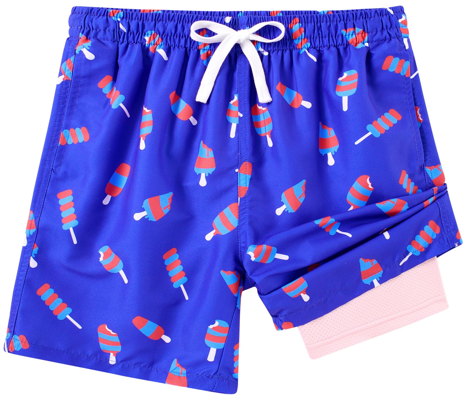 ZenGents Boys Swim Trunks with Compression Liner Swim Shorts Kids Quick Dry Bathing Suit Boxer Brief Swimwear 6-20 Years