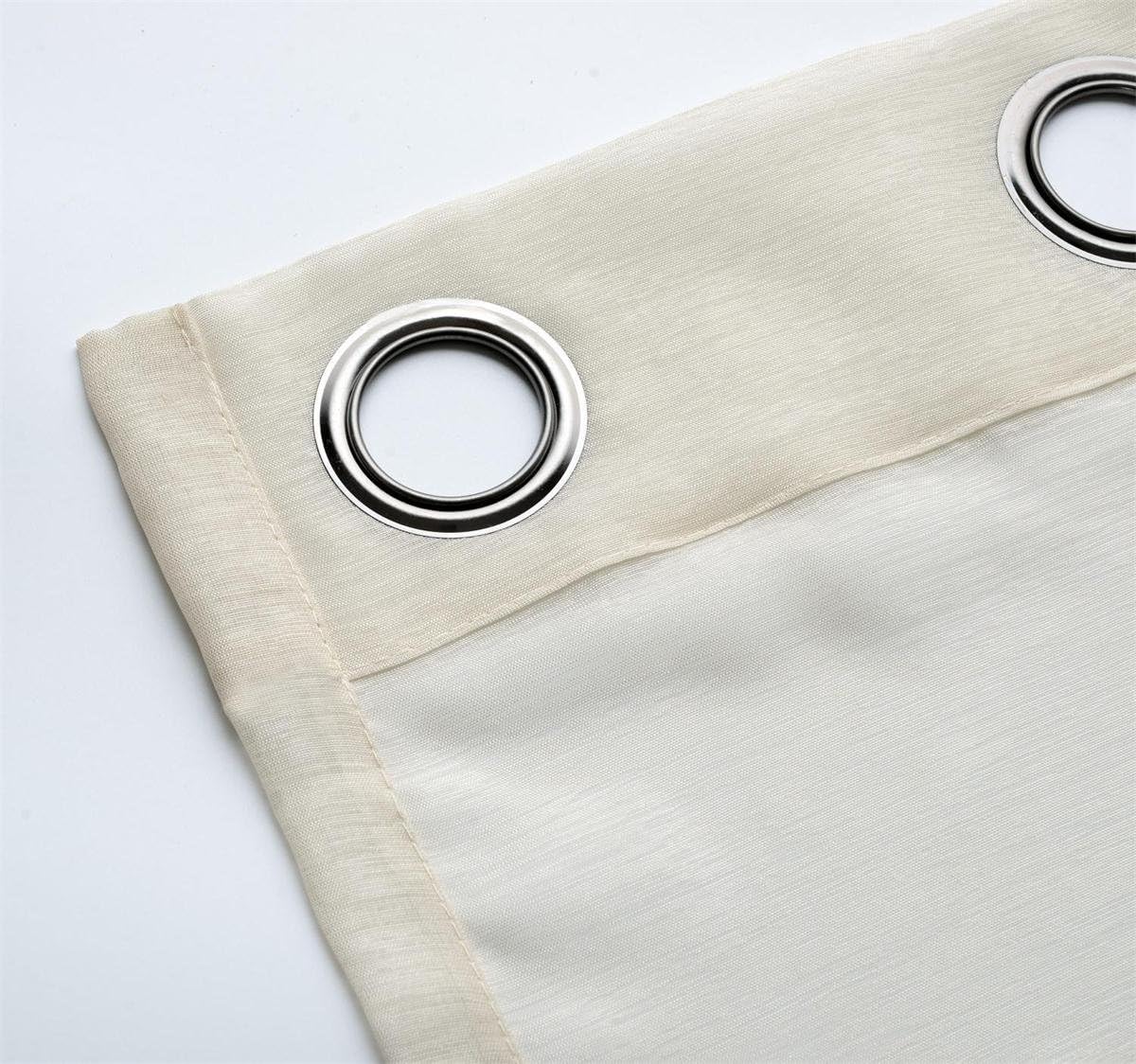 MIUCO 2 Panels Grommet Textured Solid Sheer Curtains 84 Inches Long for Bedroom (2 x 54 Wide x 84" Long) Beige
