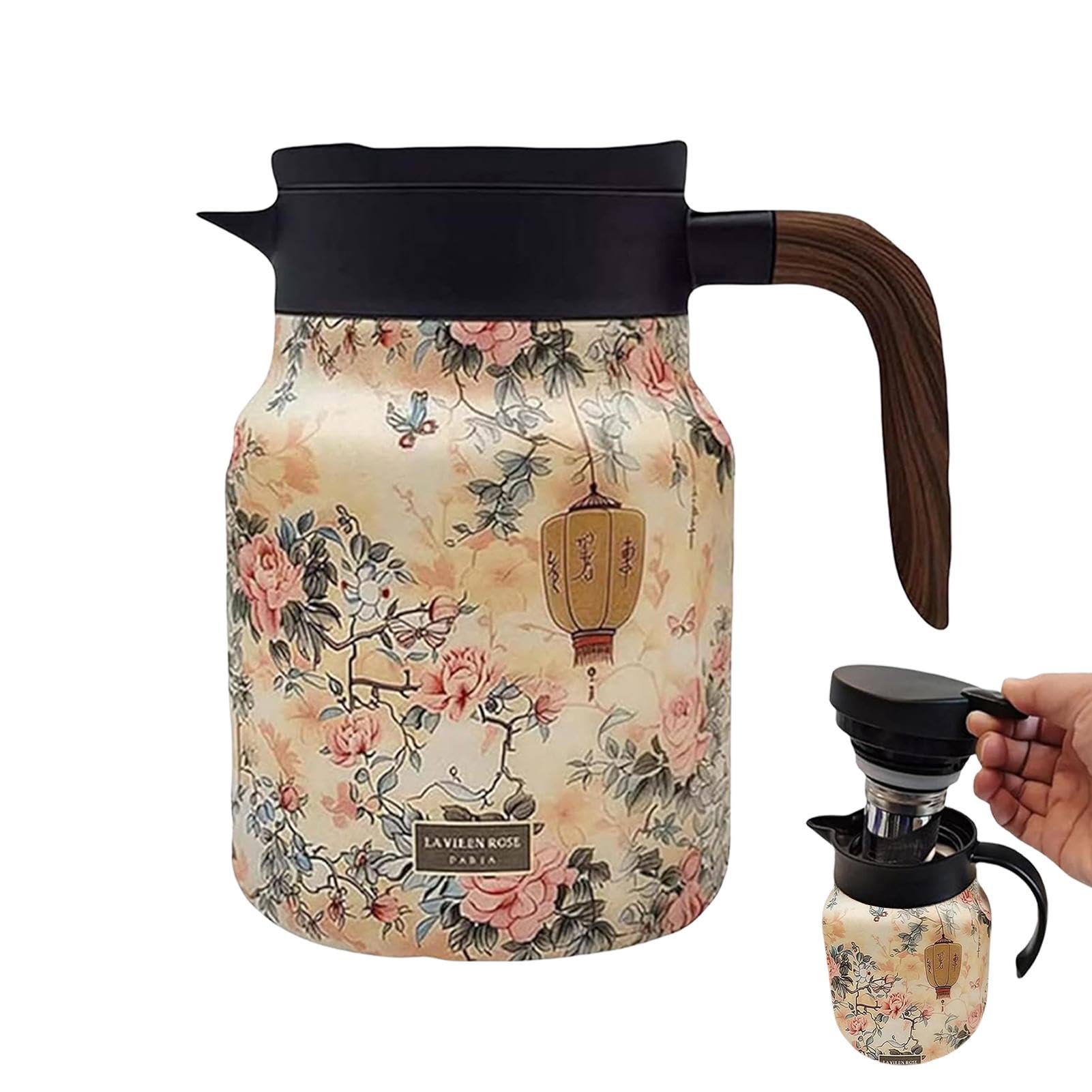 Yonuaret Stainless Steel Tea Kettle,Insulated Vintage Tea Pot - 1000ml Multipurpose Tea Kettle, Household Tea Pot for Kitchen, Home, Apartment, Work