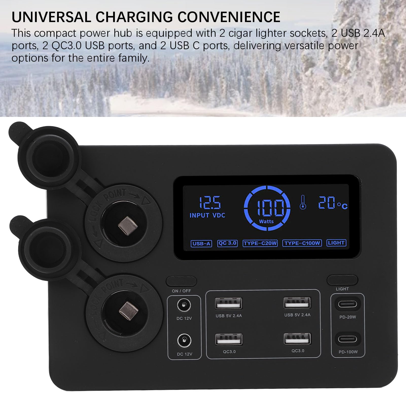 Asixxsix Stazione di Alimentazione Portatile, Display LCD da 12 V USB C QC3.0 e 4 Prese Anderson Power Bank per Campeggio, Mini Generatore con Porte di Ricarica Multiple per, Auto, Barca, Emergenza