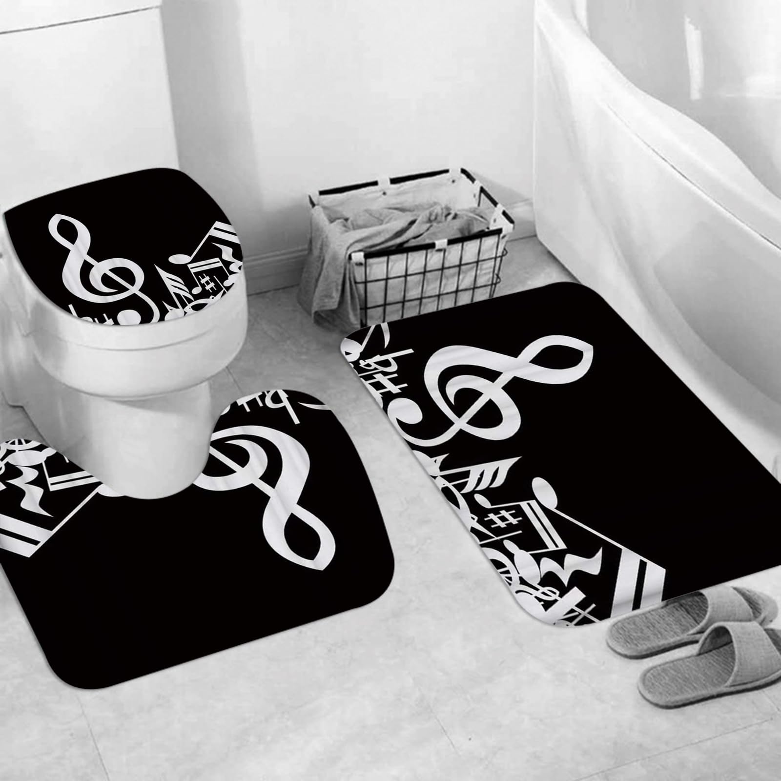 EKSED Ensemble Tapis De Bain, Carpettes De Toilette 3 Pièces,Chien De Poméranie Intelligent Avec Des Lunettes De Livre,Tapis WC Antidérapant Doux Absorbant Pour La Salle De Bain/WC