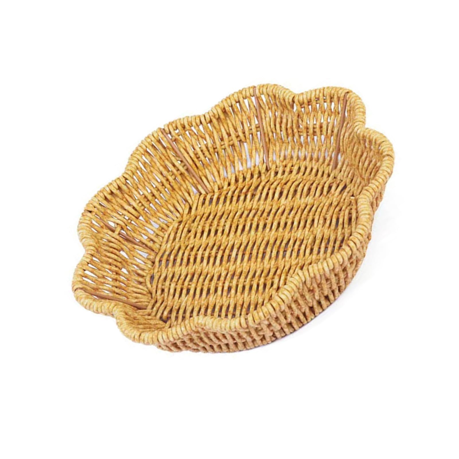 Msioytog Wicker Bread Basket Artistic Flower Shape Woven Storage Basket Realistic Container for Home Decors Picnics Serving Tray
