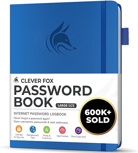 Miniatura 25 de Clever Fox - Libreta de contraseñas con pestañas alfabéticas, organizador de direcciones de Internet, tamaño pequeño de bolsillo, para inicios de