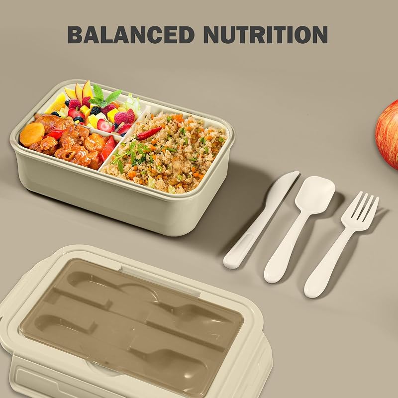 Diboniur Bento Box 1400ml Khaki Ételhordó Mikróhullámú Mosogatógépben Mosható Gyerekeknek Felnőtteknek