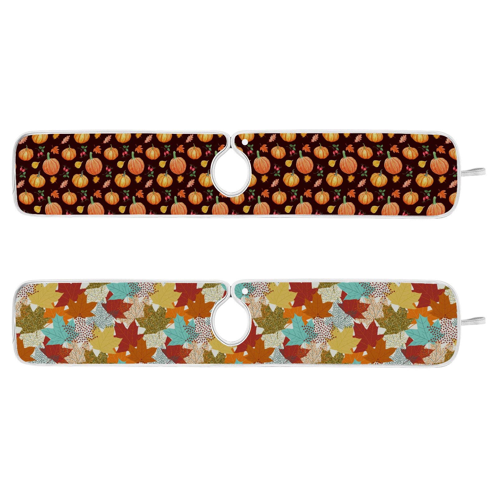 Fall Pumpkin Maple Leaves Faucet Sink Mat for Kitchen 2 Pack Autumn Harvest Give Thanks Bathroom Drying Mat Absorbent Splash Water Catcher Mats Microfiber Cloth Drip Protector Splash Pad 30x5 Inches