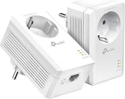 TP-Link Powerline Adapter Set TL-PA7017P KIT(1000Mbit/s, mit Steckdose, Gigabit-Port, Plug&Play, Kompatibel mit HomePlug AV/AV2 Powerline Adaptern, Ideal für Media-Streaming)