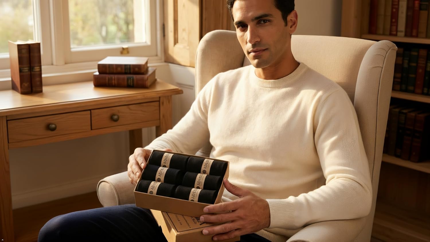 Men’s Crew Bamboo Rayon Socks 6 Pack Gift Box Soft Breathable Moisture Wicking Thin Dress Socks Size 8-12