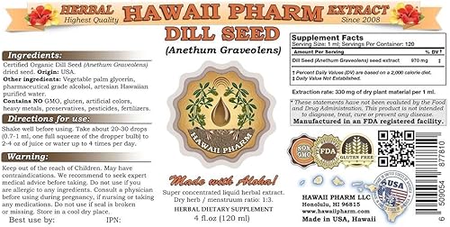 Miniatura 2 de HawaiiPharm Extracto líquido de semillas de eneldo, suplemento de tintura de semillas de eneldo orgánico (Anethum Graveolens), 4 onzas