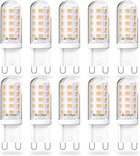 Bonlux G9 LED Bulbs Warm White 2700K, 4W G9 Capsule LED Light Bulb Equivalent to 40W G9 Halogen Bulb, G9 Socket LED Lamp, Energy Saving Light Bulbs, No Flicker, Non-dimmable (Pack of 10)
