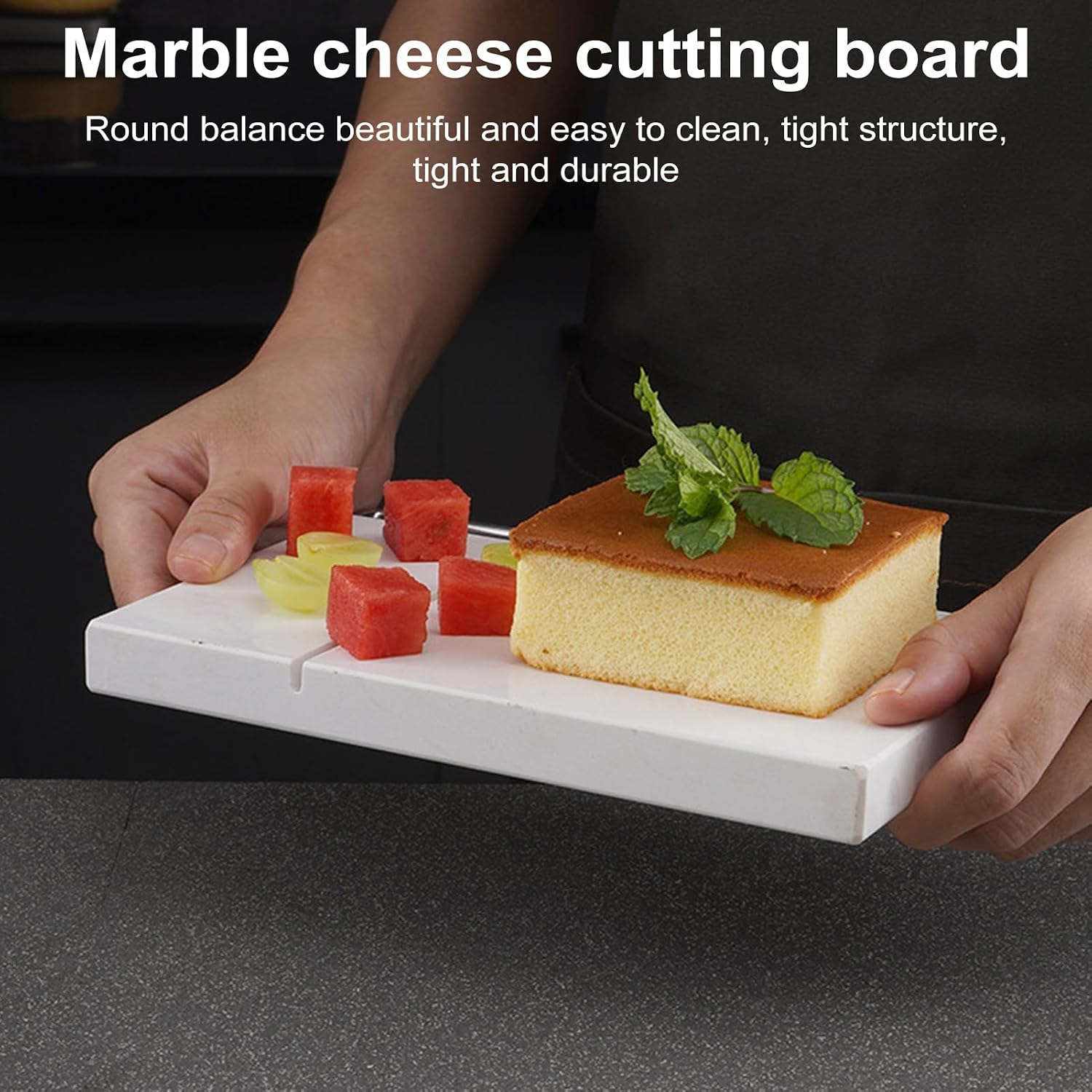 Cheese Slicer Stainless Steel Wire Cutter for Block Cheeses Marble Board Mozzarella Parmesan Butter Cutting Tool Easy to Clean Non-Slip Kitchen Gadget White