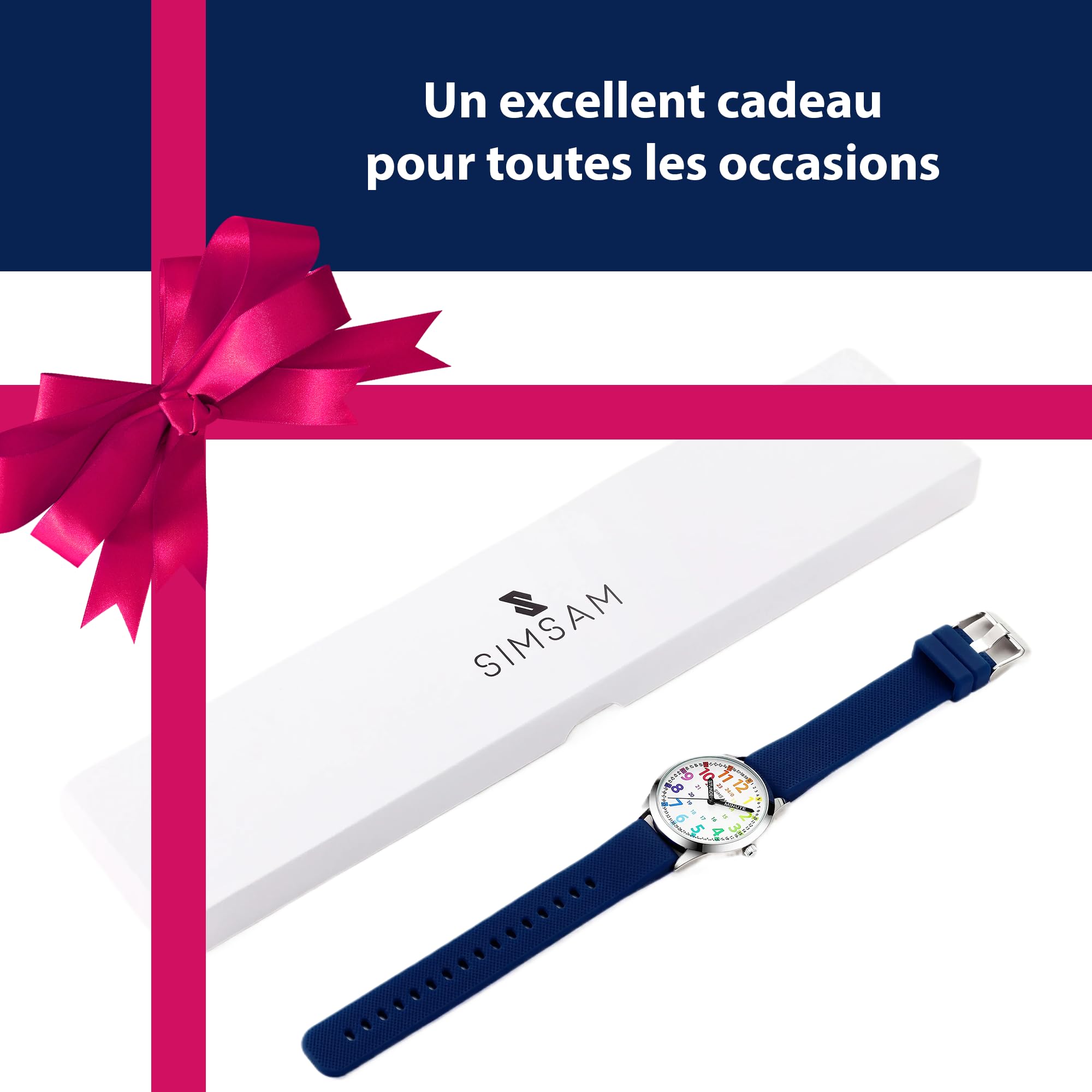 SIMSAM Montre Enfant Garcon, Montre Enfant Fille 4, 5, 6, 7, 8, 9, 10, 11, 12 Ans, Montres Garçons Fille Pédagogique, Analogique