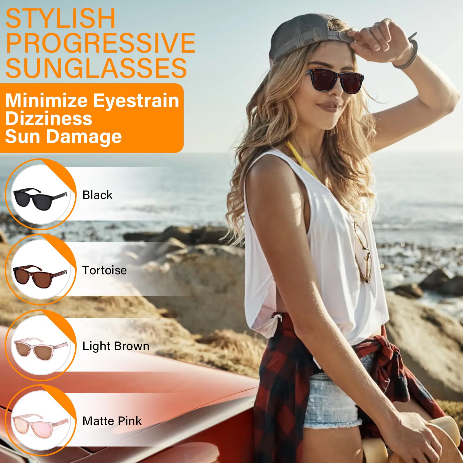 Progressive Lesebrille für Damen und Herren, Federscharniere, Multifokal, Lesebrille, UV400-Schutz