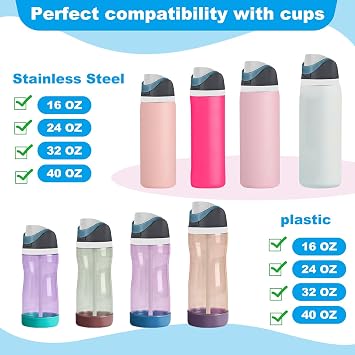 Replacement Lid for Owala Freesip - Fits 16oz, 24oz, 32oz, Bottles, Leakproof Cap, BPA-Free Water Bottle Accessory (gray white)