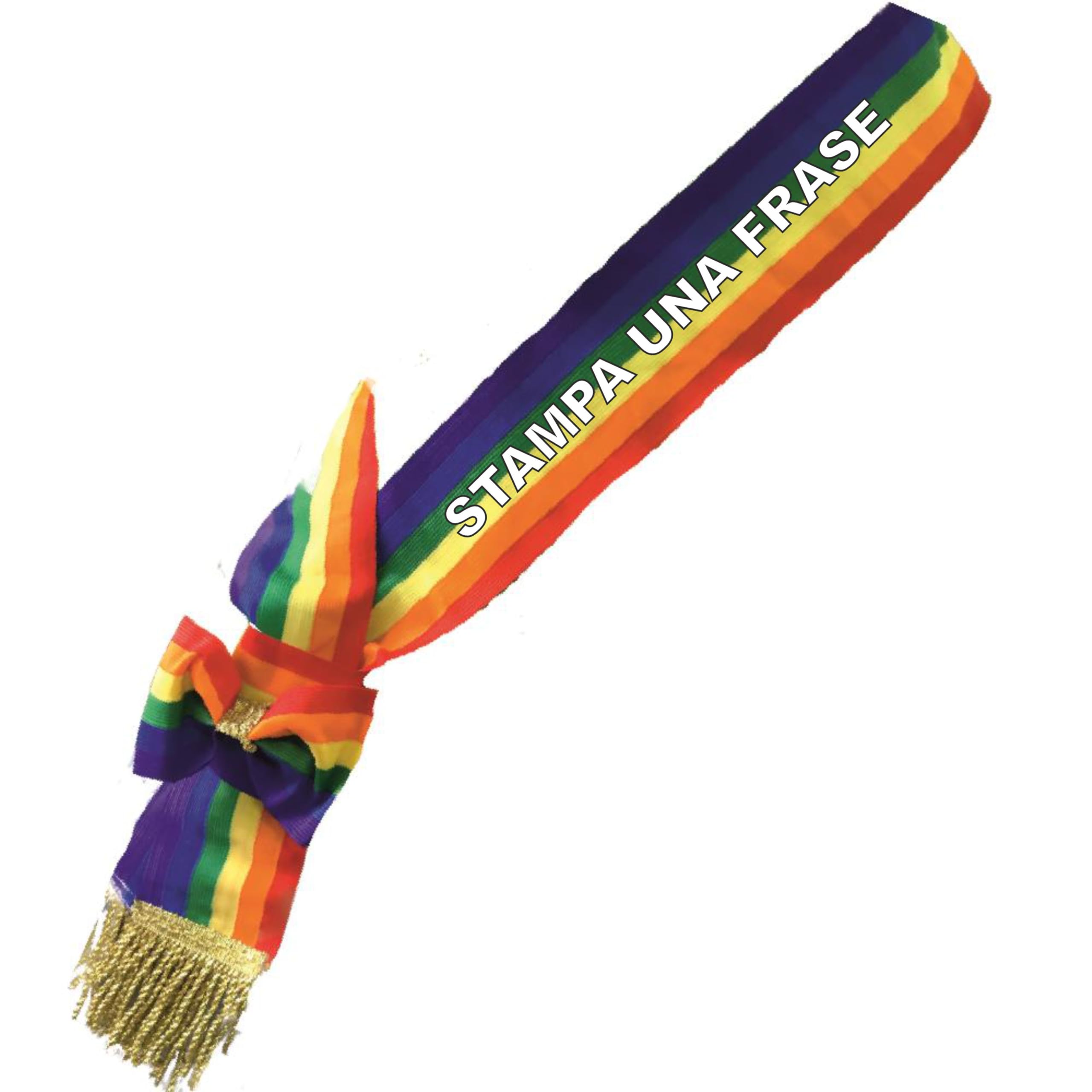 PELUSCIAMO Fascia Da Sindaco Arcobaleno Personalizzabile | Fasce Per Adulti Made In Italy Fasce Pace Multicolore Pride PS 04628-PRS