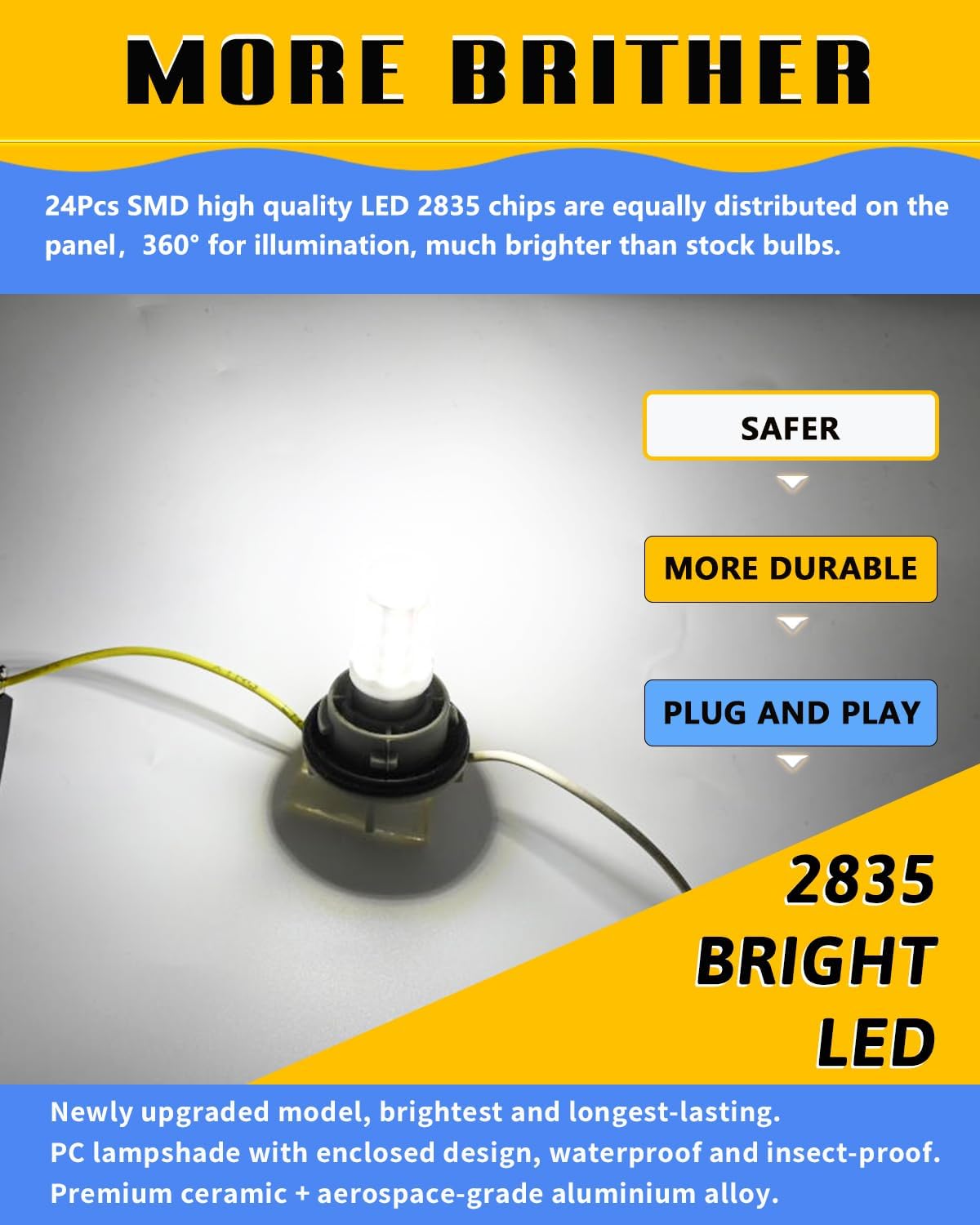 6-Pack 12 Volt 1156 1141 LED Bulbs,1003 7506 Ba15s LED Bulb 6000k Daylight White, Bayonet Single Contact Base, BA15S Bulb for Landscape RV Camper Interior Marine Boat Trailer Lights