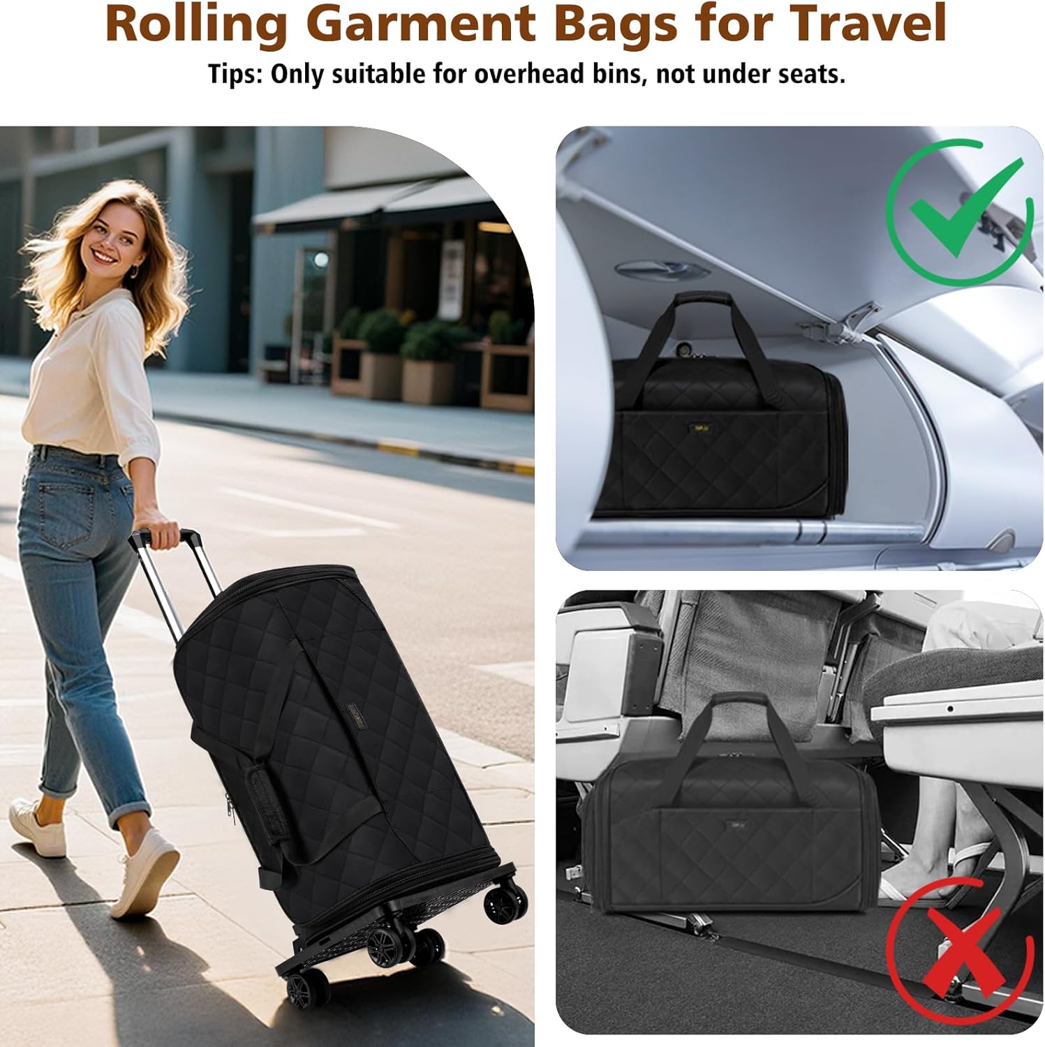 Rolling Garment Bags for Travel - Carry on Convertible Garment Duffle Bags with Wheels for Men Women, 4 in 1 Large Travel Duffel Bags with Shoes Compartment Hanging Suit Dress Weekender Bag 4pcs Set - Image 2