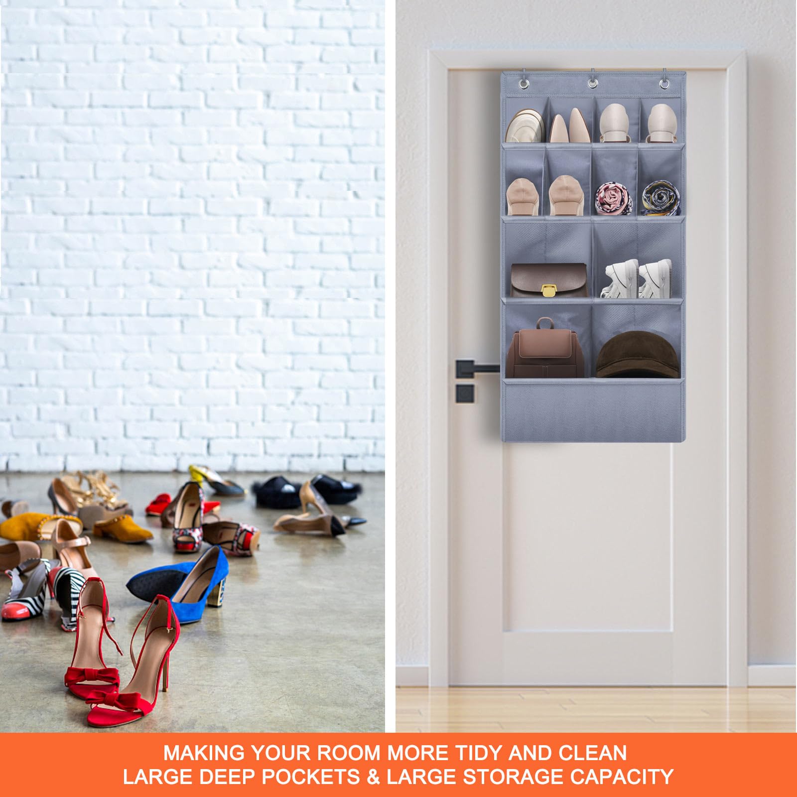 Organisateur Suspendu à La Porte Avec 24 Poches Transparentes