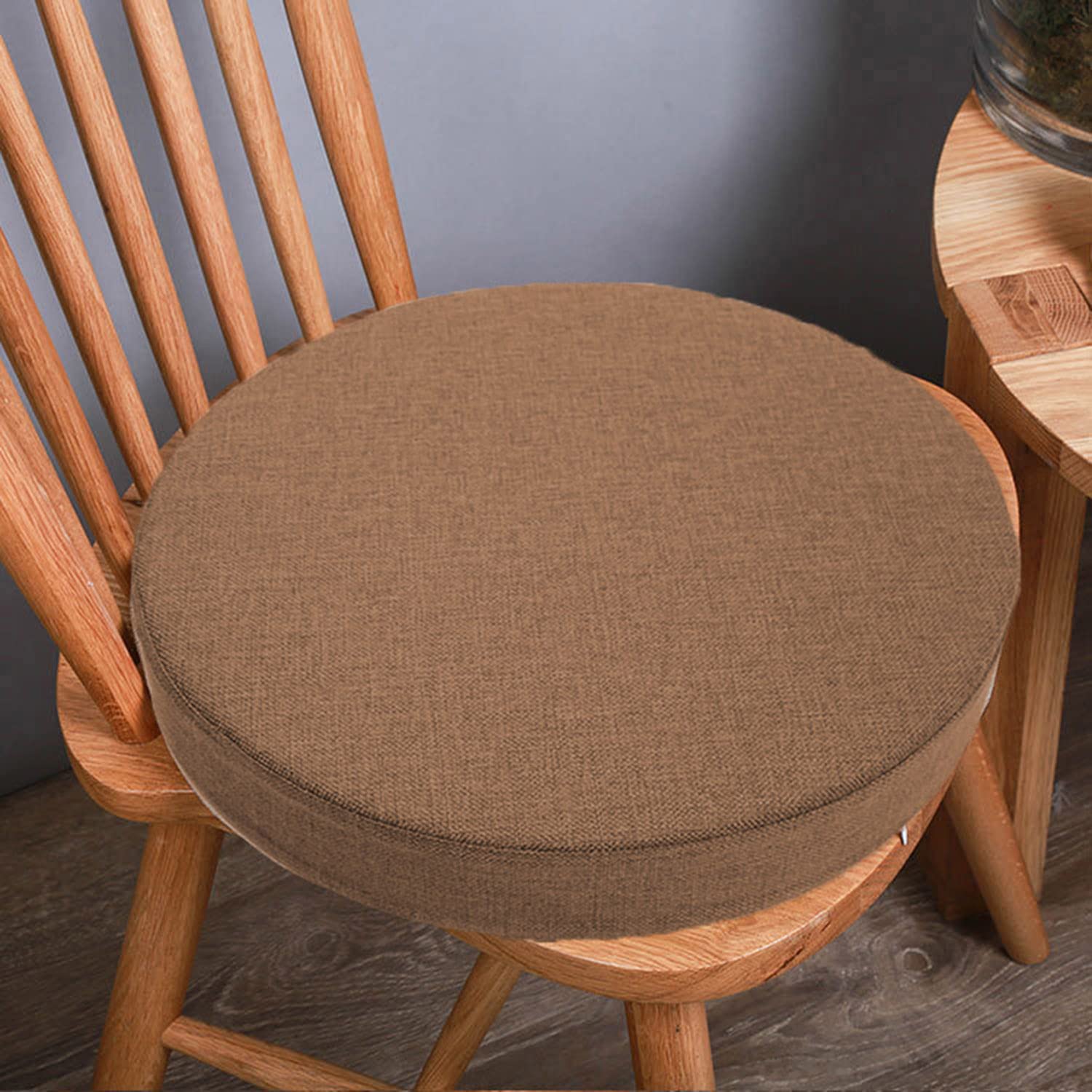 Waigg Kii Thicked 3/5/8cm Chair Pad Cushion,Dining Chair Cushions Seat Pad Round 40/45cm Soft Chair Pads for Indoor Office Patio Garden (50x50x8cm,Brown)
