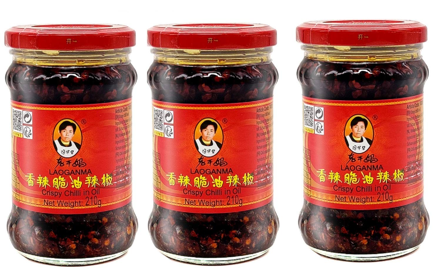 Laoganma Crispy Chilli in Oil 210g (Pack of 3)