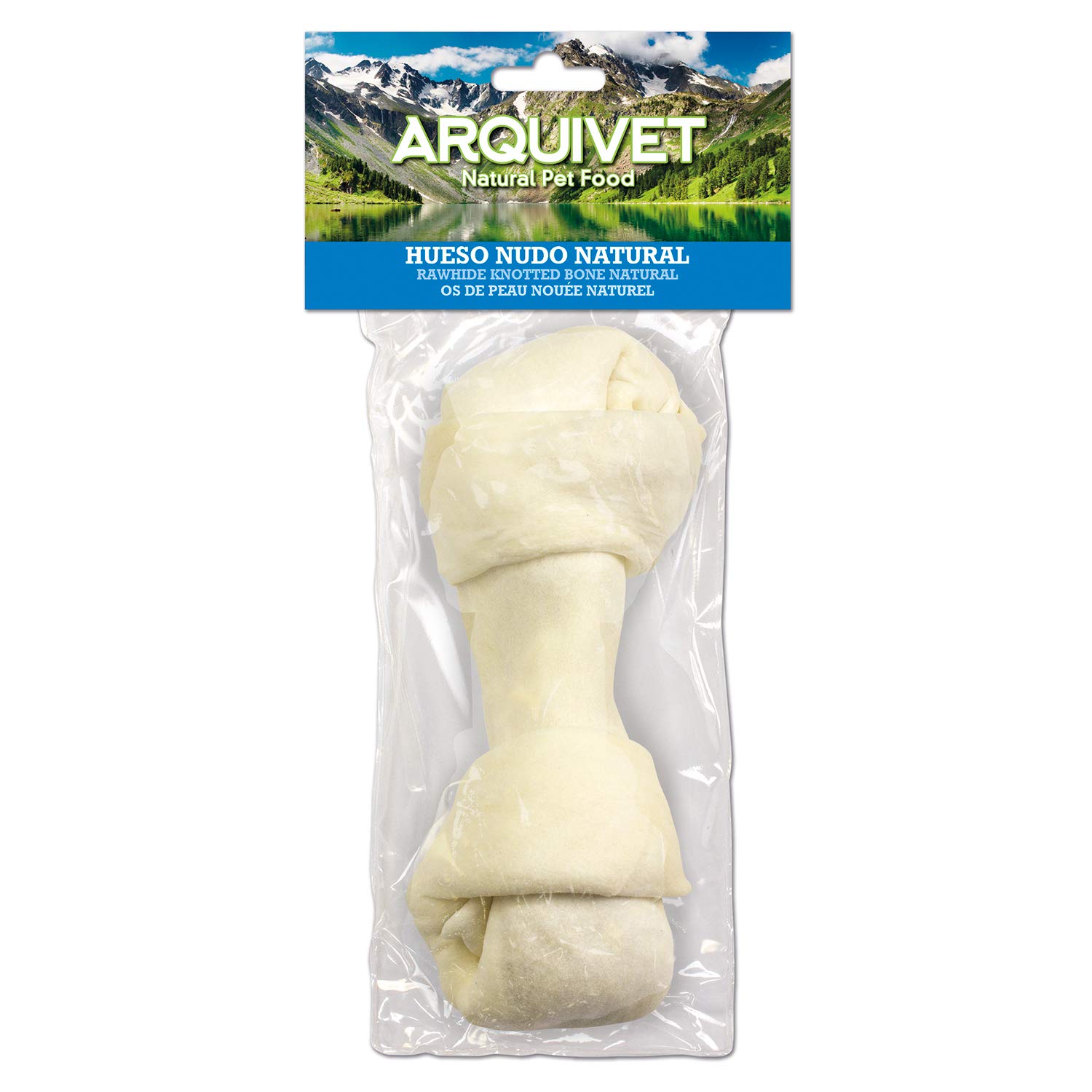 ARQUIVET Hueso Nudo Natural Piel - 16 cm (Bolsa 1 ud) - Snacks, chuches, premios, golosinas, chucherías y recompensas para Perros - Huesos dentales para morder