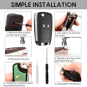 2Buttons Car Key Fob Case with Screwdriver Compatible with Chevrolet Aveo