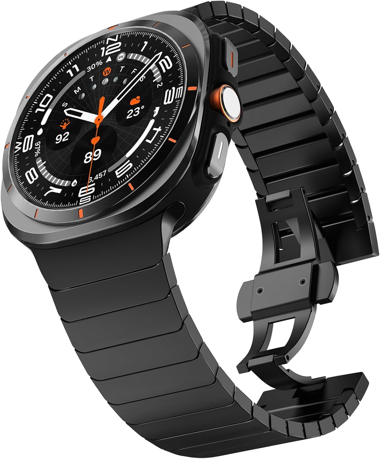 WINGLE for Galaxy Watch 8/8 Classic Band Samsung Galaxy Watch Ultra Bands 2025/2024 47mm 46mm 44mm 40mm Men Rugged Metal Stainless Steel 24mm Wide Classy Casual Business Bands Butterfly Folding Clasp