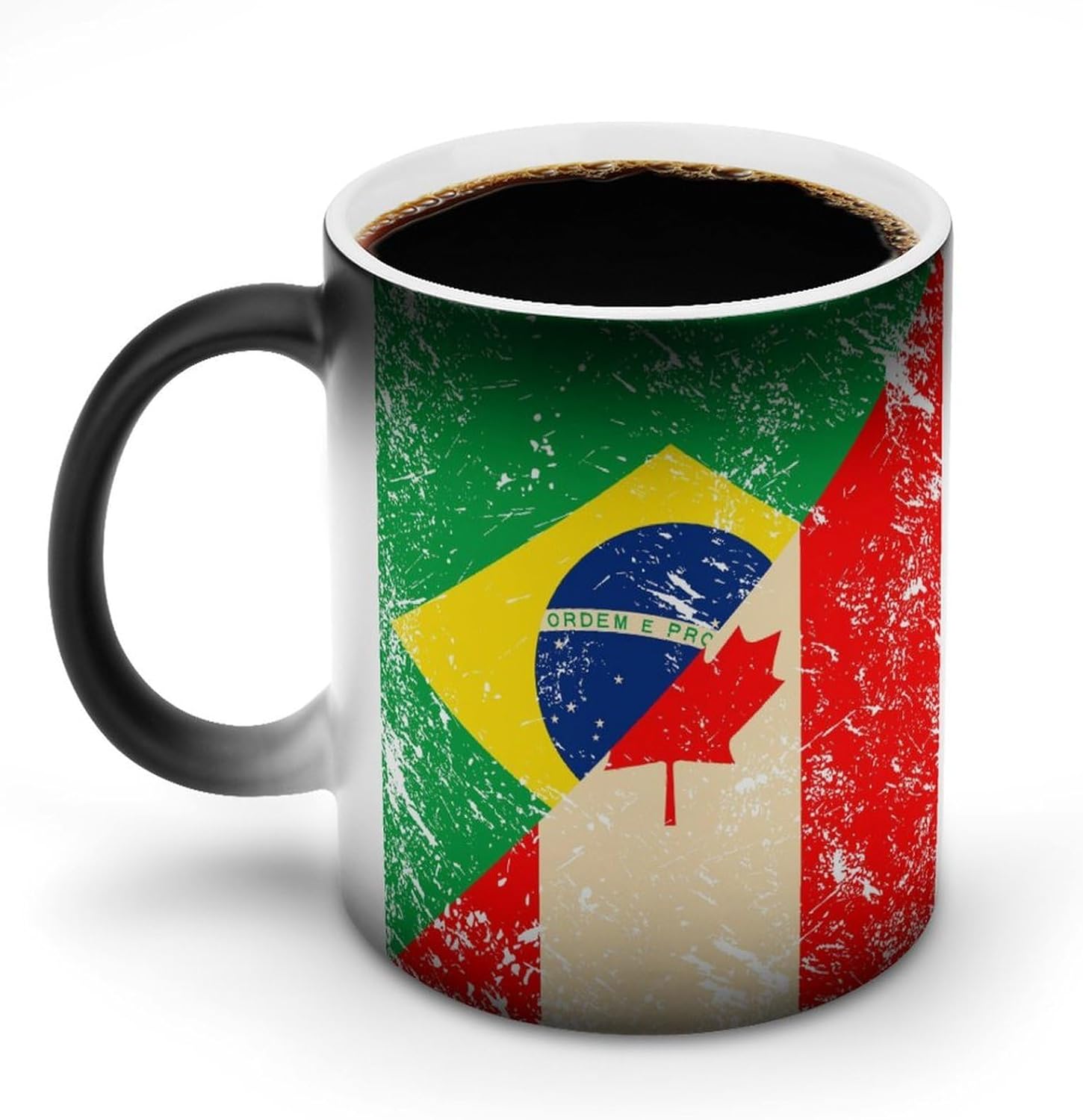 Canada And Brazil Retro Flag Funny Color Changing Coffee Mug Ceramic Magic Cup Personalized Discoloration Tea Mugs