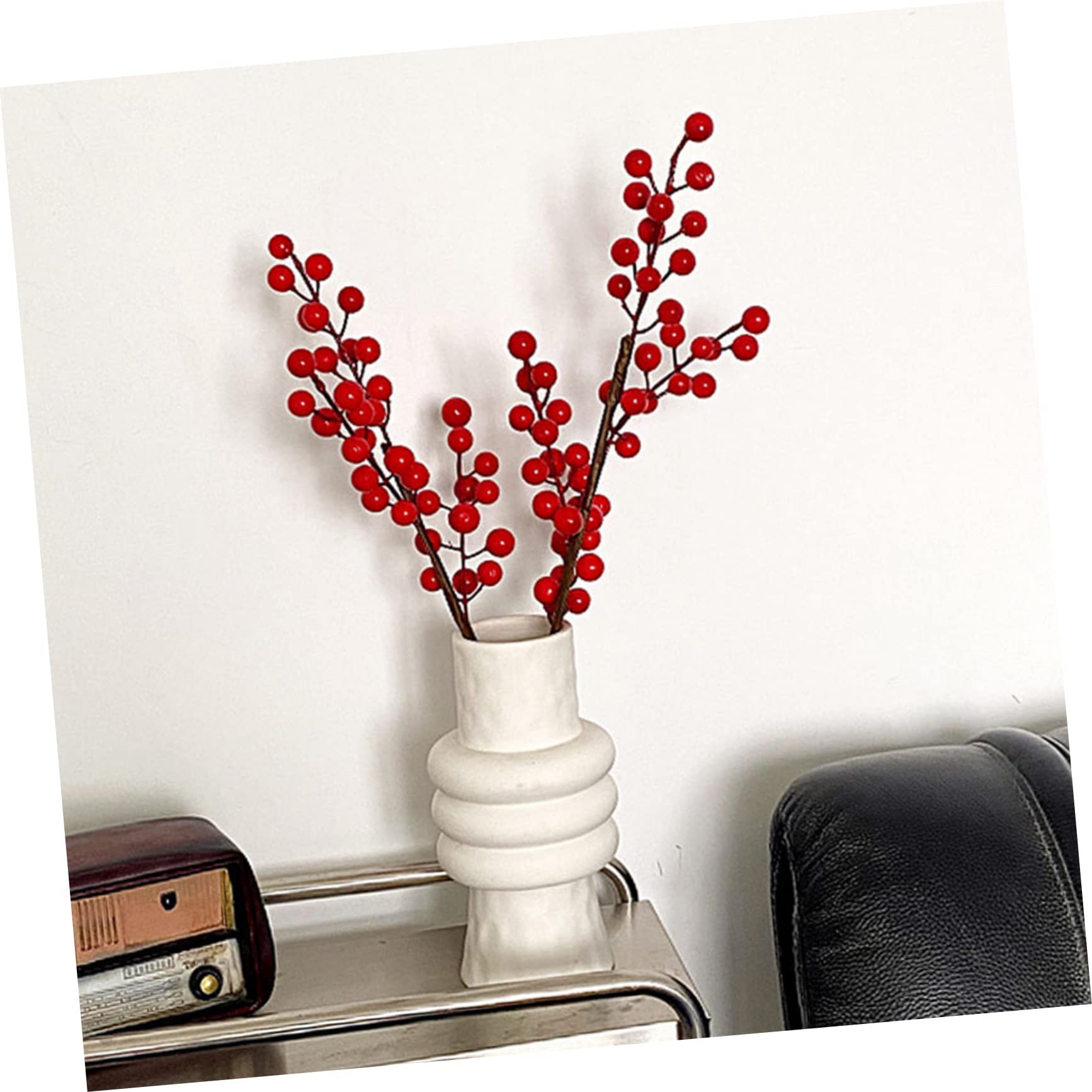 TOPBATHY 12 Pz Ramo Di Bacche Rosse Gambo Di Bacche Artificiali Di Fiori Di Natale Bacca Artificiale Raccoglitori Di Bacche Artificiali Bacche Di Piante Di Simulazione Rosso Schiuma