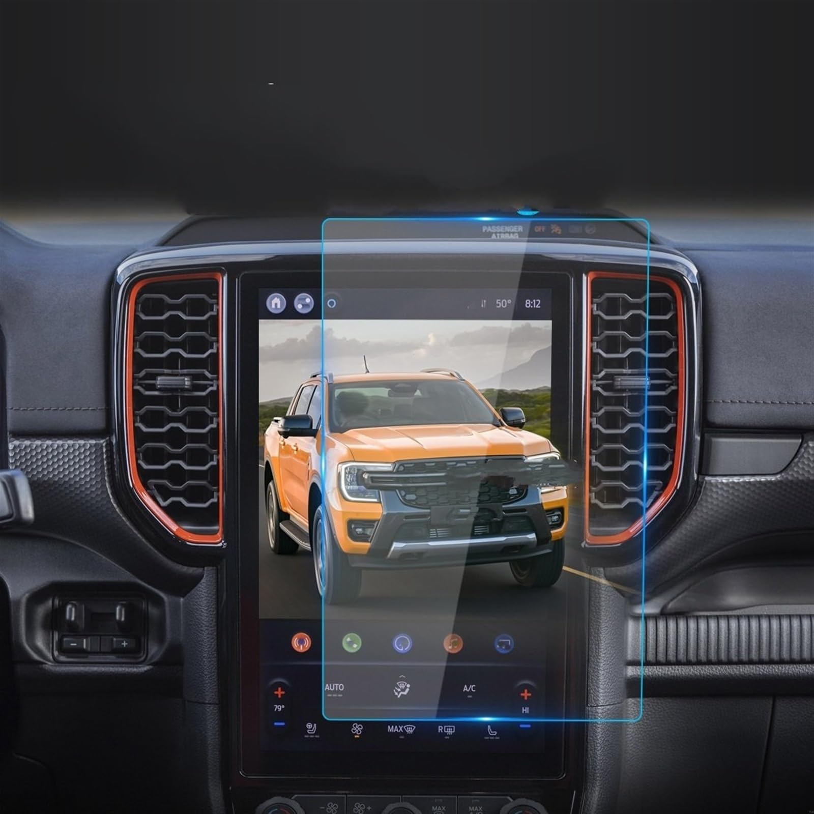 Interni automobilistici Per Ranger 2023-2024 | Veicolo Carplay Consolle Navigazione Schermo Protezione Rinforzato Vetro Protettivo Pellicola HD Schermo Pellicola