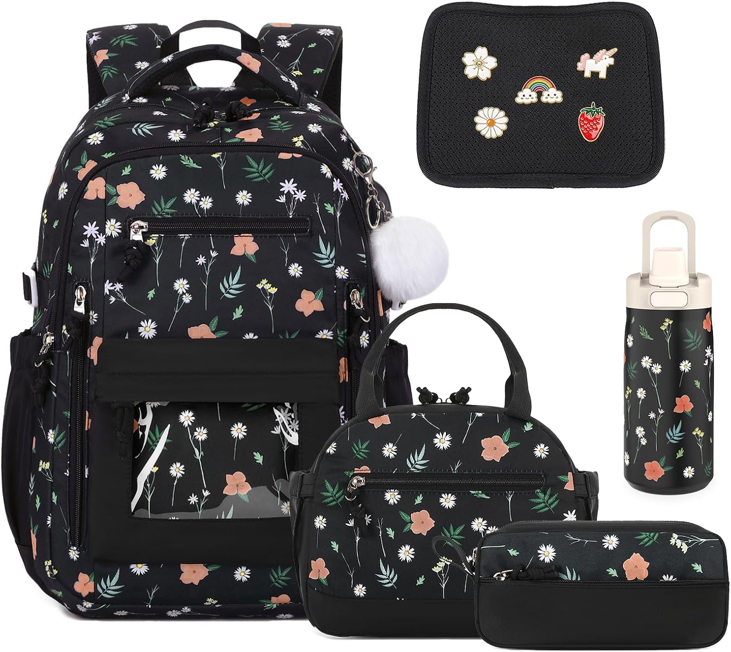 4PCS Girls Backpack Pin Display Ita Bag with Lunch Box