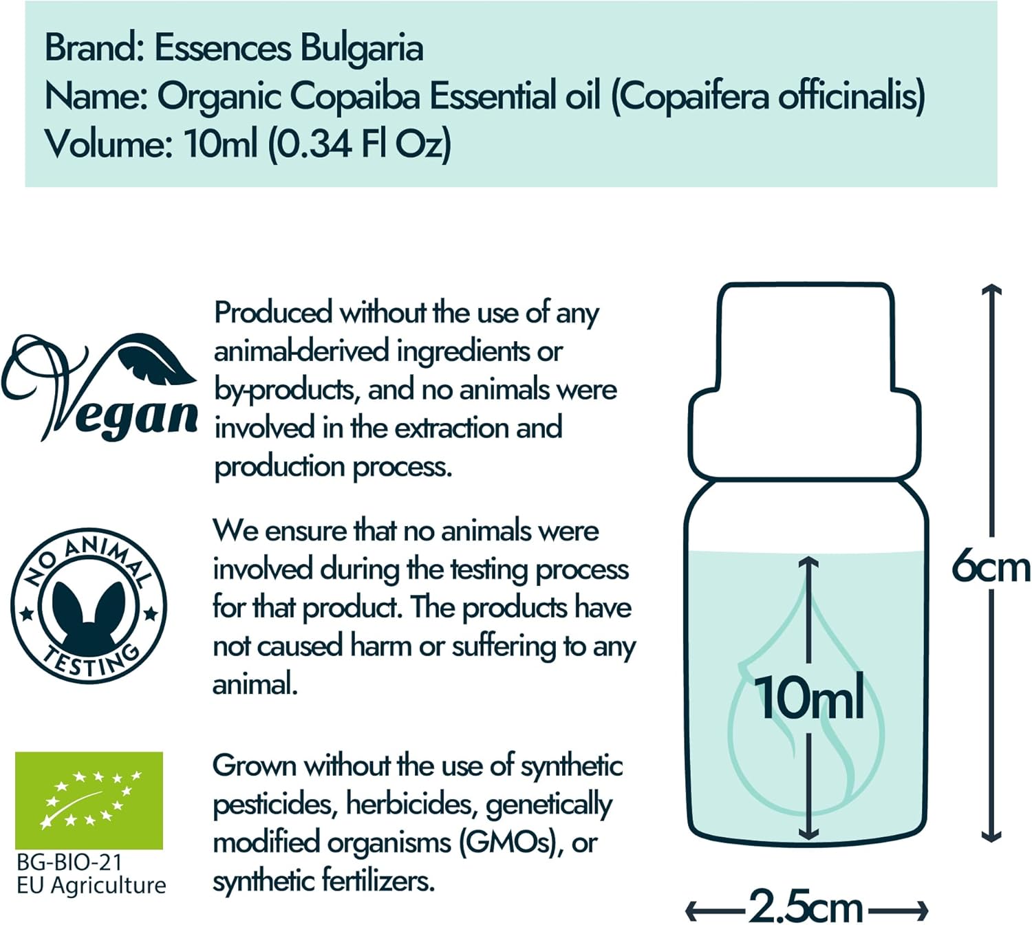 Essences Bulgaria Organic Copaiba Essential Oil 0.34 Fl Oz 10ml Copaifera officinalis - 100% Pure Natural Undiluted Therapeutic Grade Aromatherapy for Diffuser Humidifier Massage Skin Care Hair Oil - Image 7