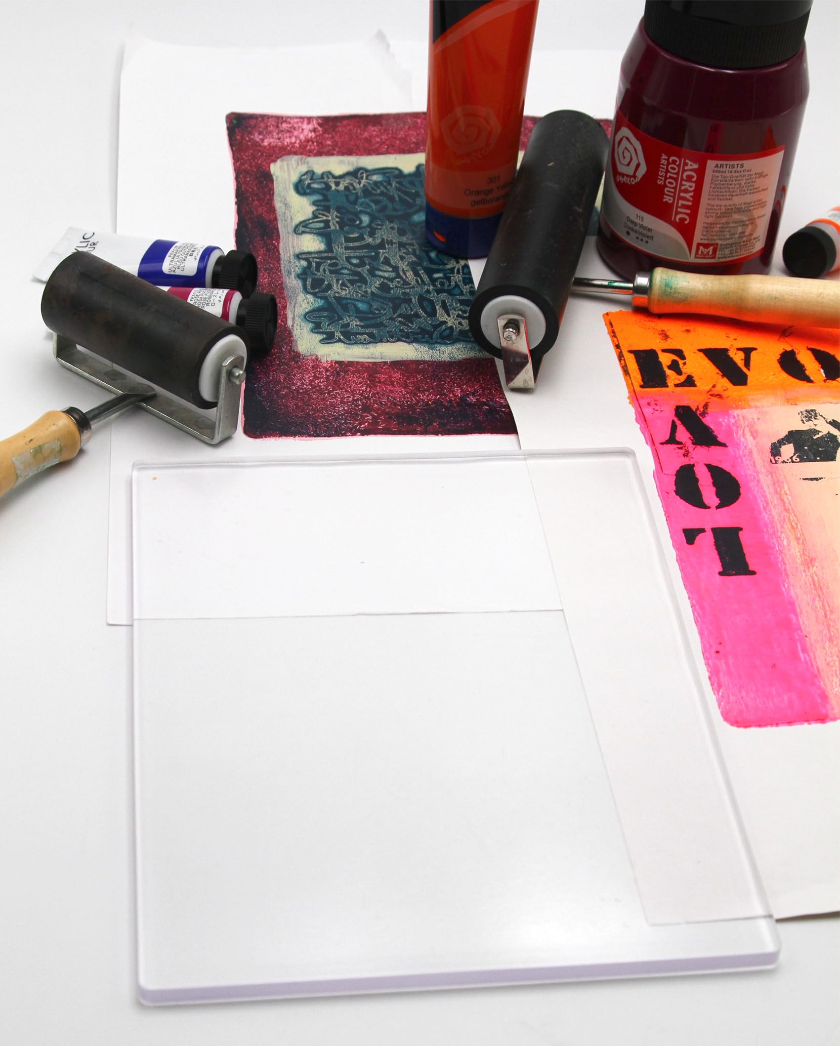 Paintersisters® Gelli Pad - Piastra monocromatica | Jelly Pad – Piastra di stampa in gel per Gelli Print, Mono Print, timbri e stencil, riutilizzabile, facile da pulire (circa A4: 19,9 x 24,9 cm)