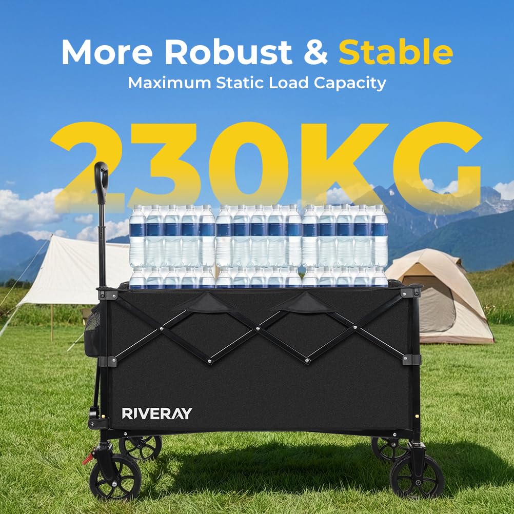 Składany wózek terenowy 300 l 230 kg, wózek plażowy z hamulcami, zdejmowane płótno, duża pojemność XXXL na kemping, do ogrodu, wędkarstwa, transportu, na piknik