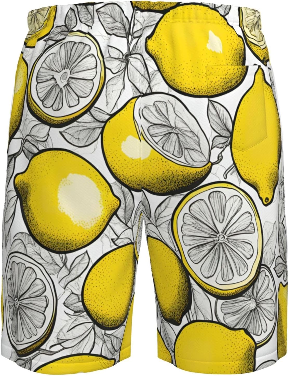 Lemon Fruit Pattern Print Men's Quick-Drying Shorts Casual Beach Pants Stretch Waist Shorts and Pockets