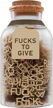 Wooden Letter Swear Jar, Funny Gag Gift, Office Gifts, 5 Oz Glass Jar