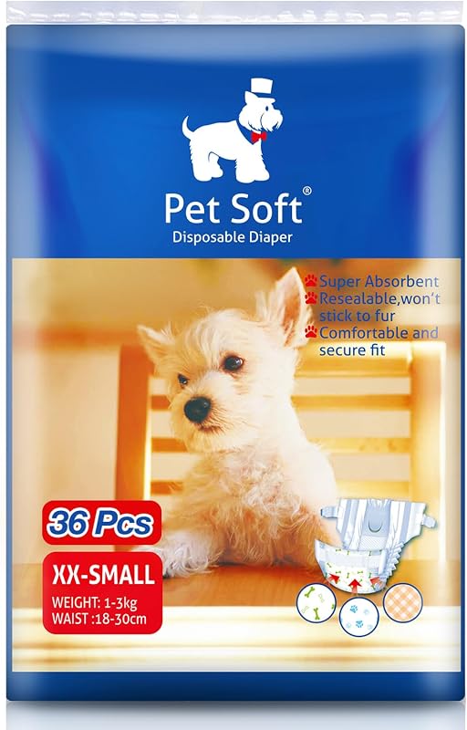 Fraldas descartáveis para cadelas e filhotes Pet Soft XXSmall, 36 unidades