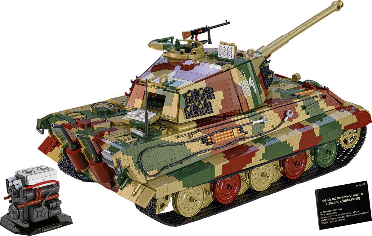 Tiger II Königstiger Scale 1:12, 86cm x 32.5cm x 29cm, Dreifarbig