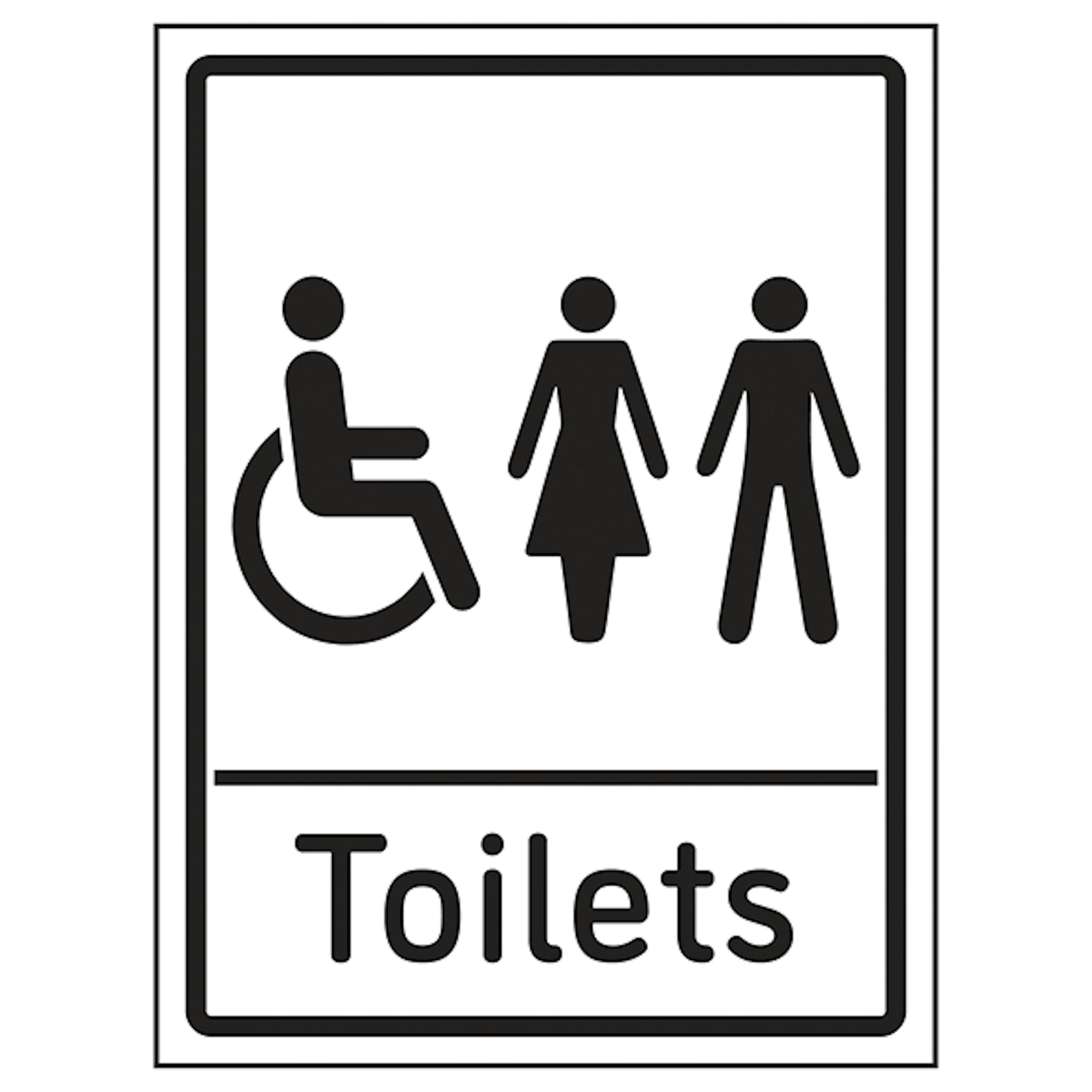 V Safety Mixed Toilets 150 x 200mm - 2mm Rigid Plastic Safety Sign